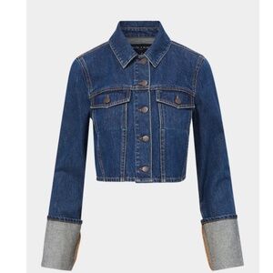 Veronica Beard Phila Cropped Denim Trucker Jacket